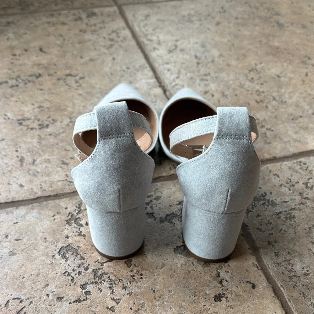 Call It Spring Women's Light Blue Suede Pointed Ankle-Strap Heels - Picture 3 of 5